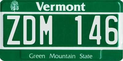VT license plate ZDM146