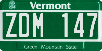VT license plate ZDM147