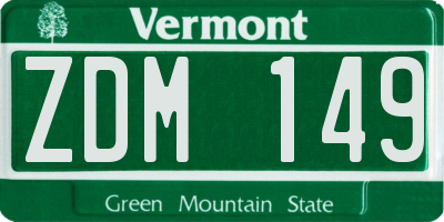 VT license plate ZDM149