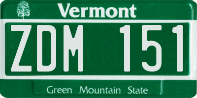 VT license plate ZDM151
