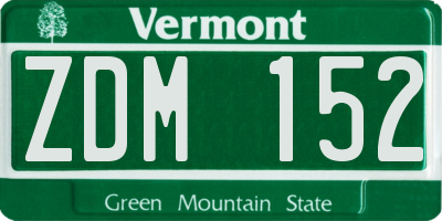 VT license plate ZDM152