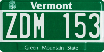 VT license plate ZDM153