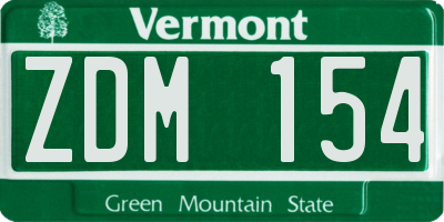 VT license plate ZDM154