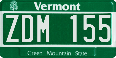 VT license plate ZDM155