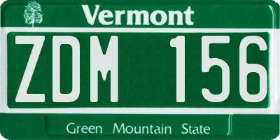 VT license plate ZDM156
