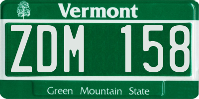 VT license plate ZDM158