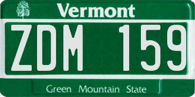 VT license plate ZDM159