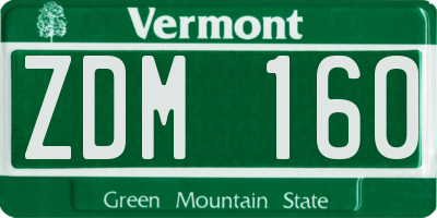 VT license plate ZDM160