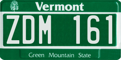 VT license plate ZDM161