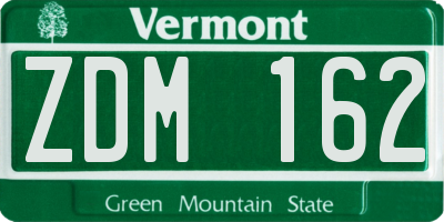 VT license plate ZDM162