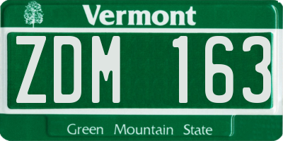 VT license plate ZDM163