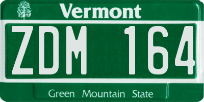 VT license plate ZDM164