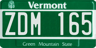 VT license plate ZDM165