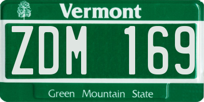 VT license plate ZDM169