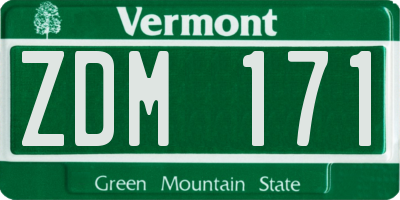 VT license plate ZDM171