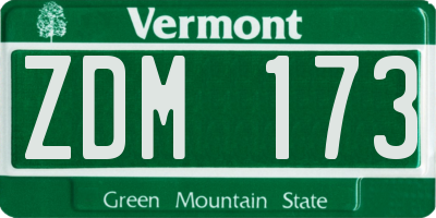 VT license plate ZDM173