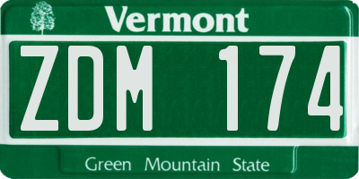 VT license plate ZDM174