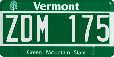 VT license plate ZDM175