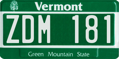 VT license plate ZDM181