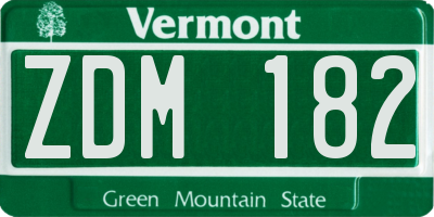 VT license plate ZDM182