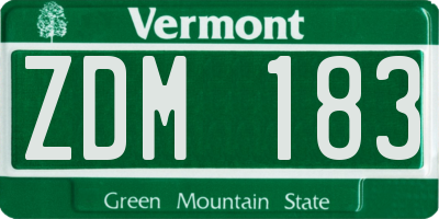 VT license plate ZDM183