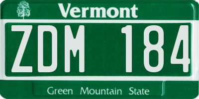 VT license plate ZDM184