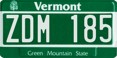 VT license plate ZDM185