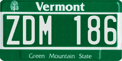 VT license plate ZDM186