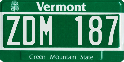 VT license plate ZDM187