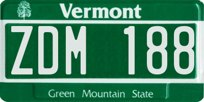 VT license plate ZDM188