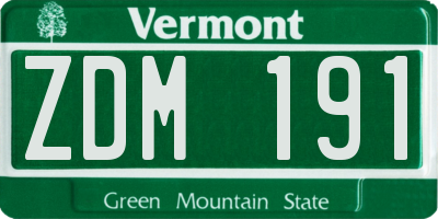 VT license plate ZDM191