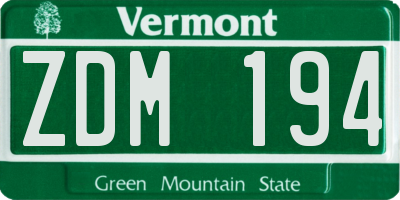 VT license plate ZDM194
