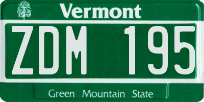 VT license plate ZDM195