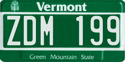 VT license plate ZDM199