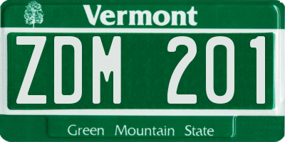 VT license plate ZDM201