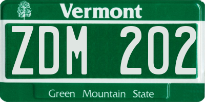 VT license plate ZDM202
