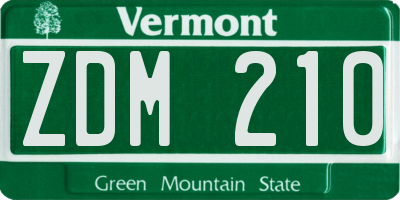 VT license plate ZDM210