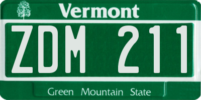 VT license plate ZDM211