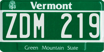 VT license plate ZDM219