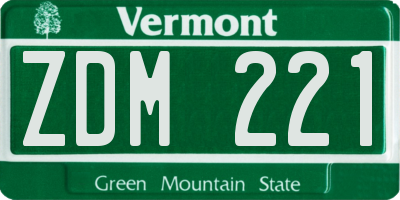 VT license plate ZDM221