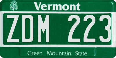 VT license plate ZDM223