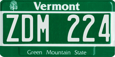 VT license plate ZDM224