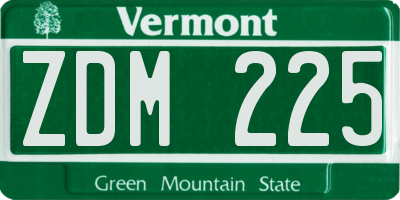 VT license plate ZDM225