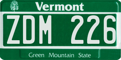 VT license plate ZDM226