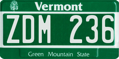 VT license plate ZDM236