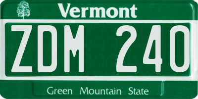 VT license plate ZDM240