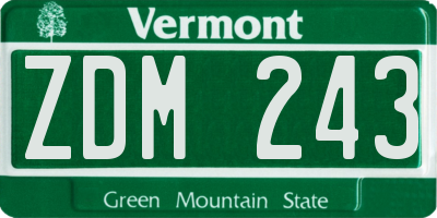 VT license plate ZDM243