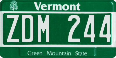 VT license plate ZDM244