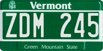 VT license plate ZDM245