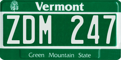 VT license plate ZDM247
